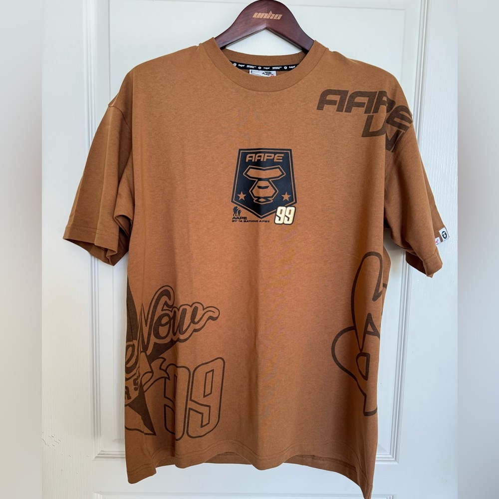 NEW Aape Bape A Bathing Ape Tee Brown  T-shirt Shirt L Large Japan